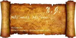 Némedi János névjegykártya